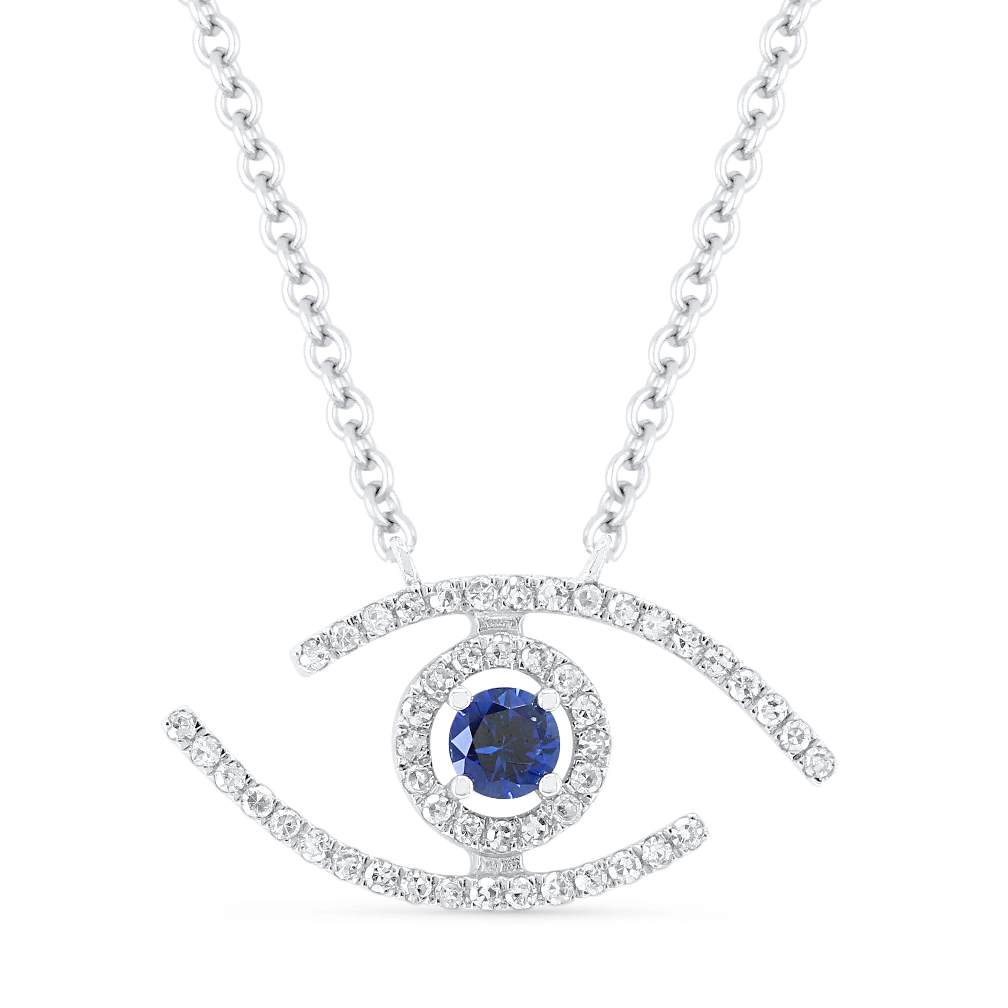 0.14Ct Sapphire Necklace In 14K White Gold