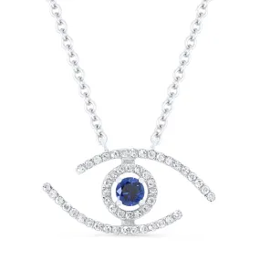 0.14Ct Sapphire Necklace In 14K White Gold