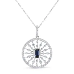 0.27Ct Sapphire 16"pendant Necklace In 14K White Gold