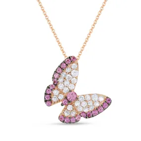 0.32Ct Pink Sapphire 16"pendant Necklace In 14K Rose Gold