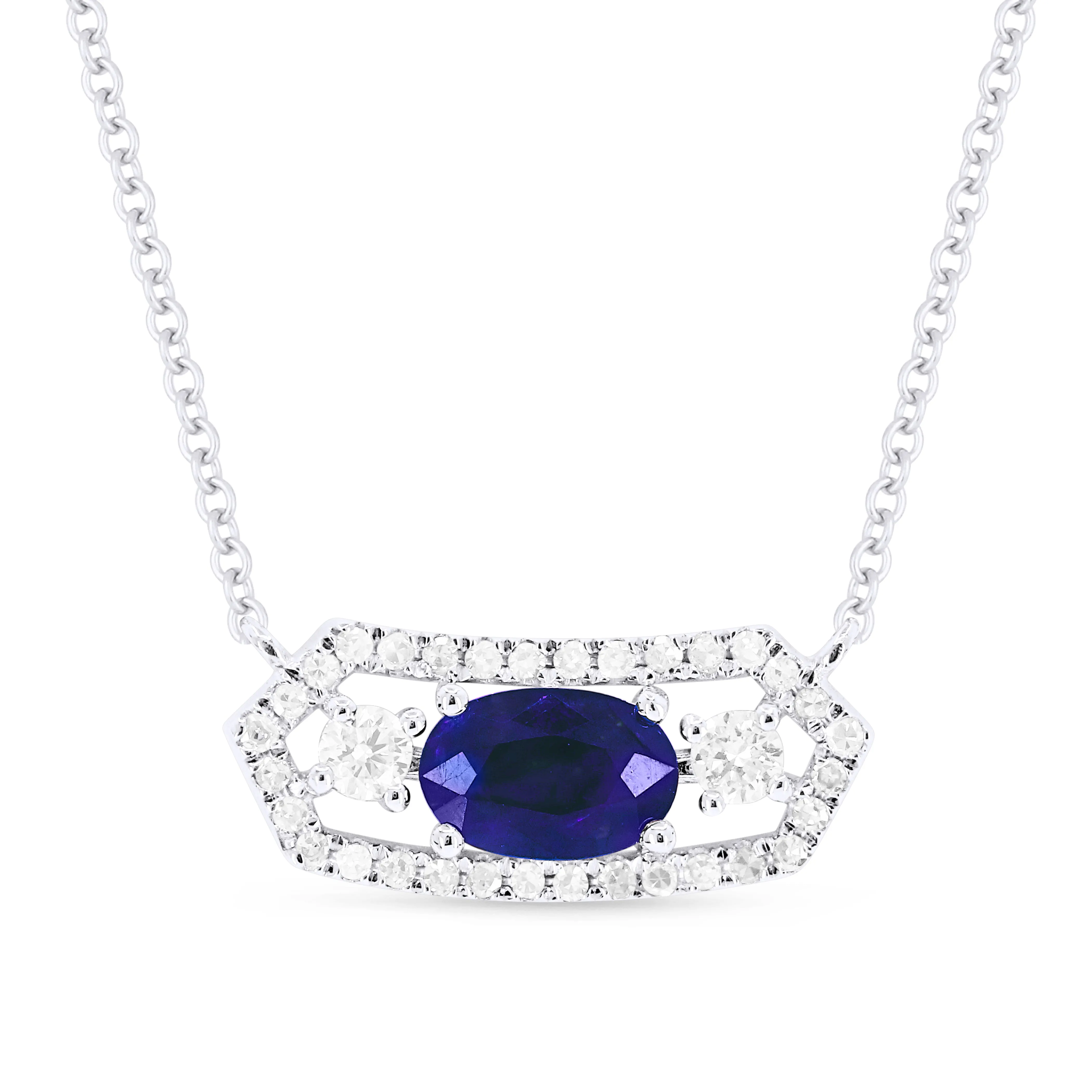 0.50Ct Sapphire 18"necklacein 14K White Gold