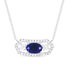 0.50Ct Sapphire 18"necklacein 14K White Gold