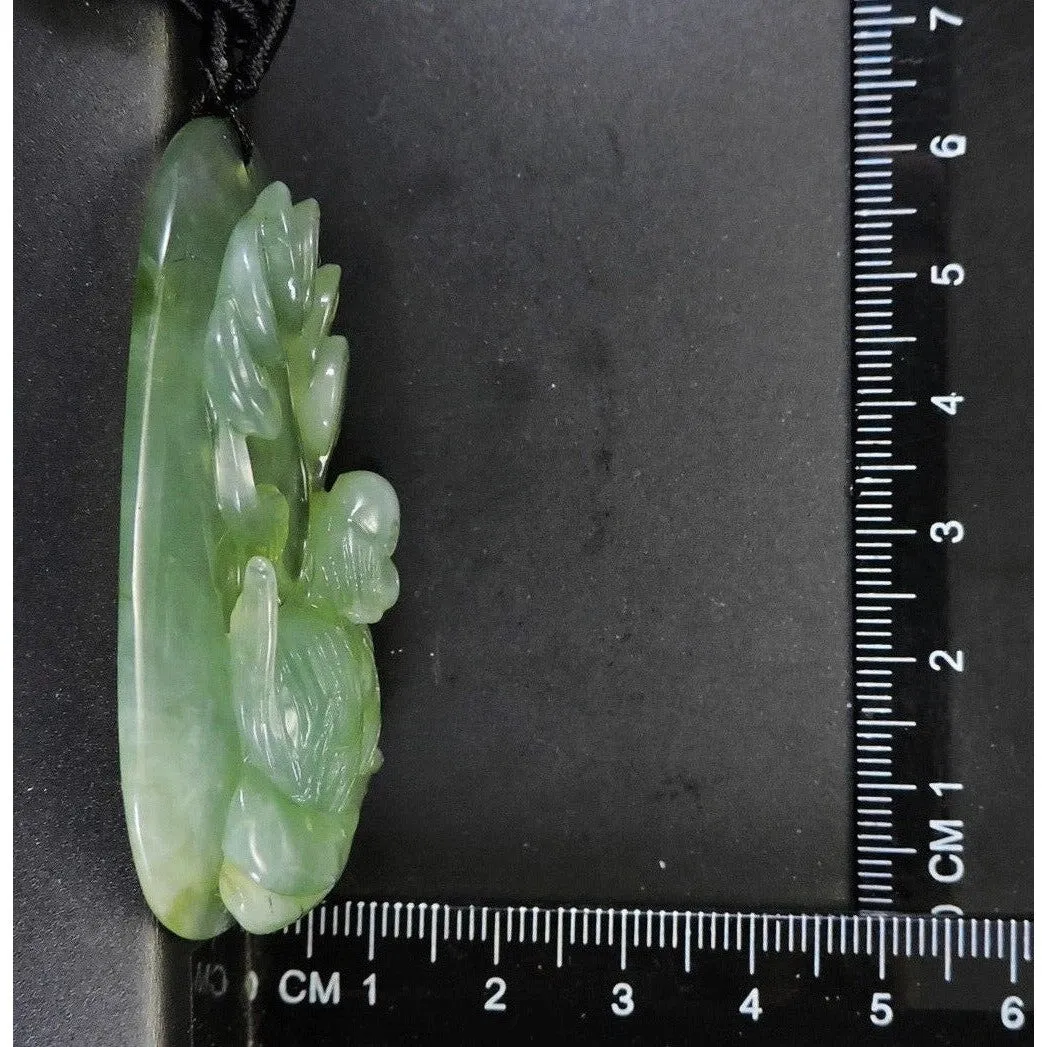 100% Natural Hand-Carved Jade Pendant Jadeite Necklace Dog & Coin