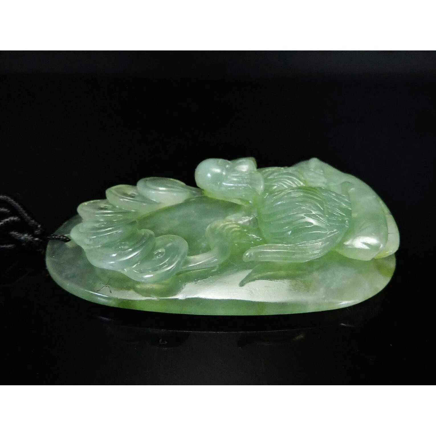 100% Natural Hand-Carved Jade Pendant Jadeite Necklace Dog & Coin
