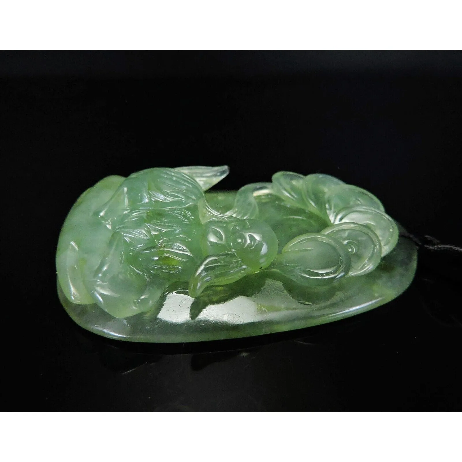 100% Natural Hand-Carved Jade Pendant Jadeite Necklace Dog & Coin