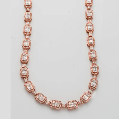10KR W 20.00CTW BAGUETTE DIAMOND EMERALD CLUSTER