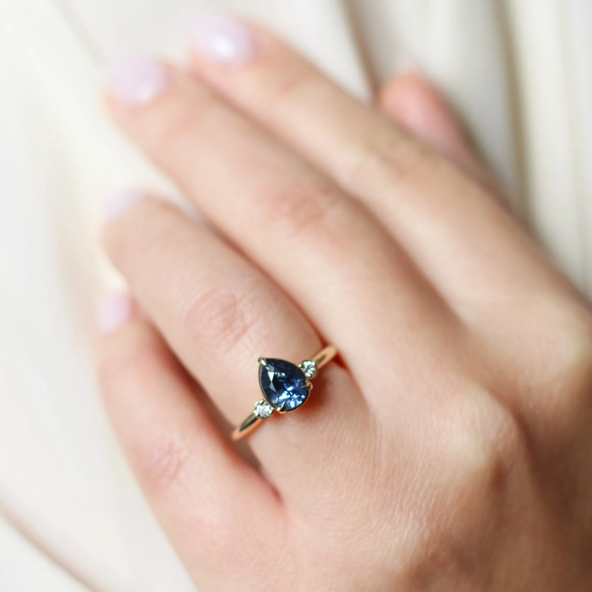 1.29ct Blue Lagoon Pear Sapphire Ring