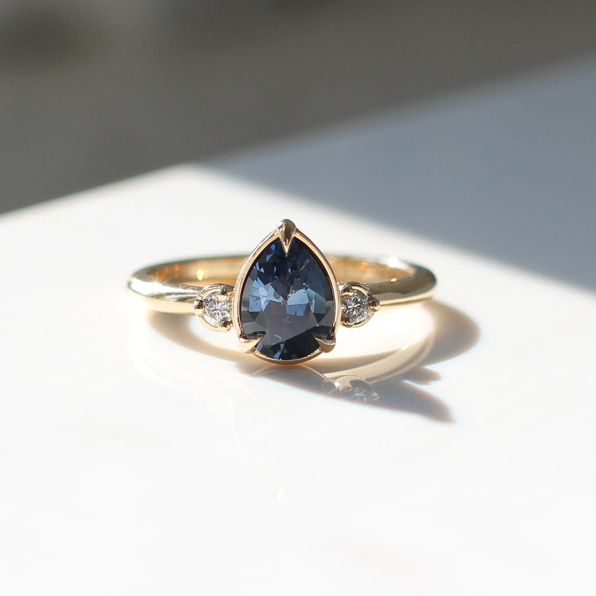 1.29ct Blue Lagoon Pear Sapphire Ring