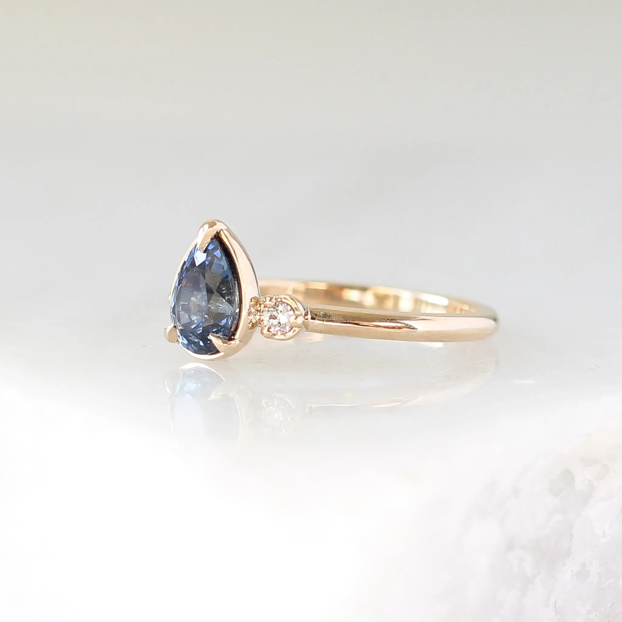 1.29ct Blue Lagoon Pear Sapphire Ring