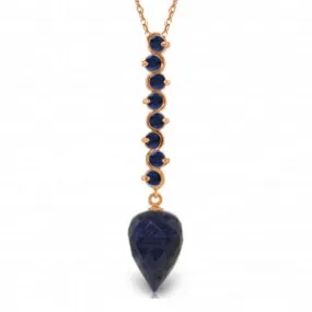 14.55 Carat 14K Solid Rose Gold Necklace Pointy Briolette Drop Sapphire