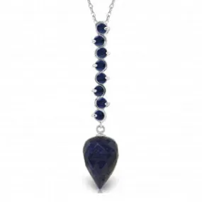 14.55 Carat 14K Solid White Gold Necklace Pointy Briolette Drop Sapphire