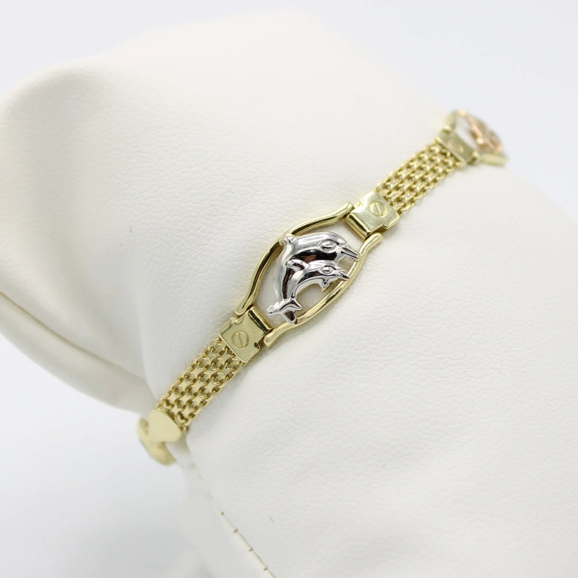 14K Dolphin Bangle (Yellow-White) Gold