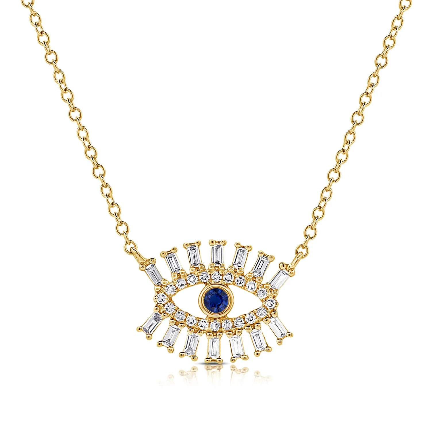 14k Gold & Diamond Evil Eye Necklace - 0.24ct