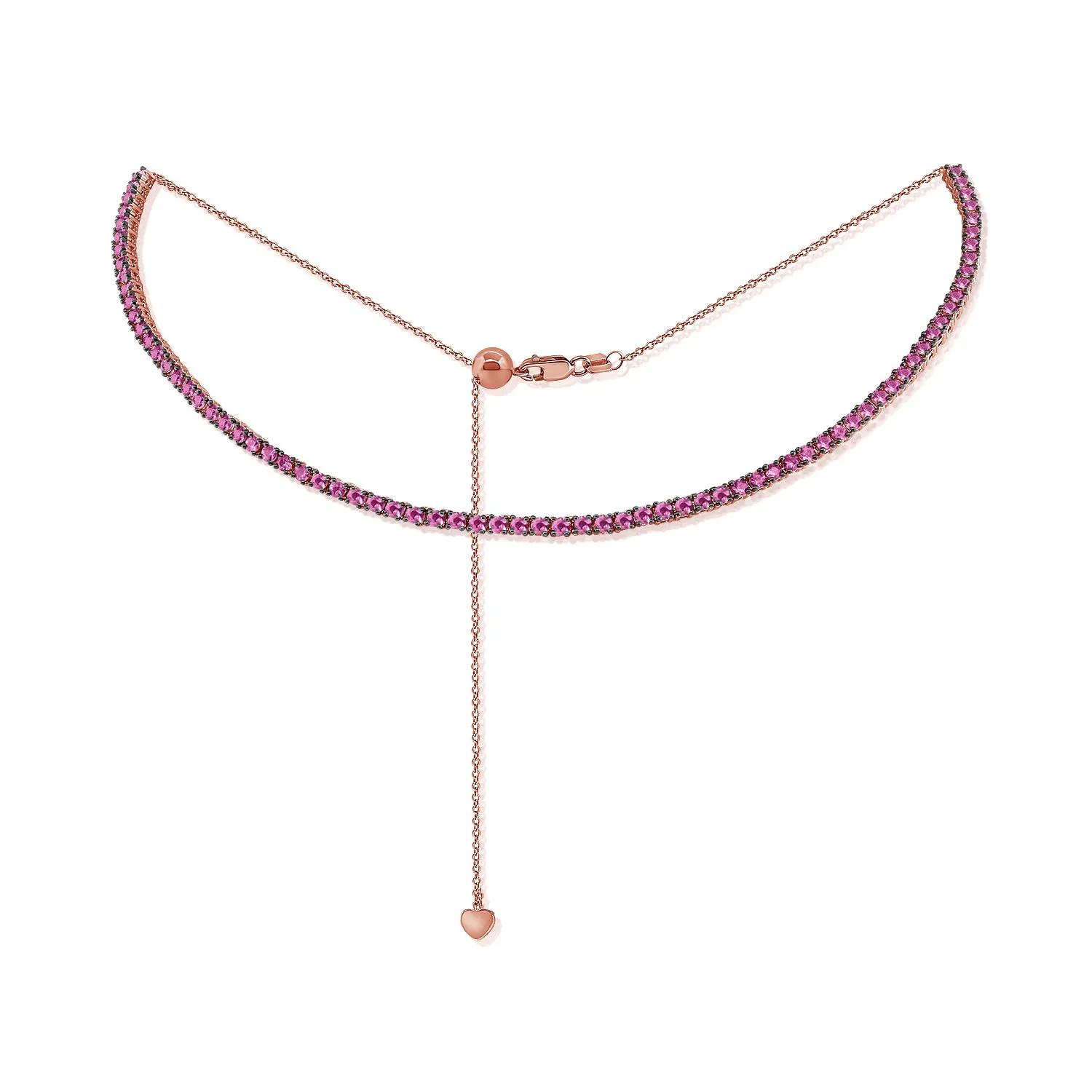 14k Gold & Pink Sapphire Choker Necklace - 3.90ct