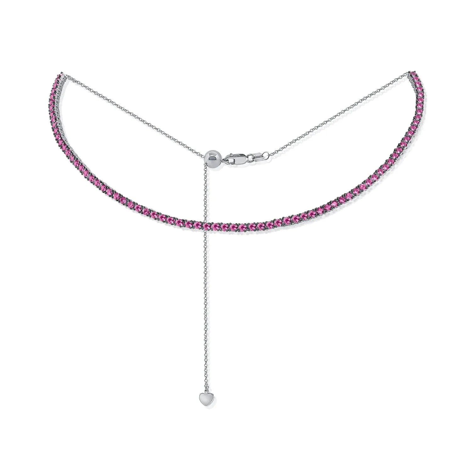 14k Gold & Pink Sapphire Choker Necklace - 3.90ct