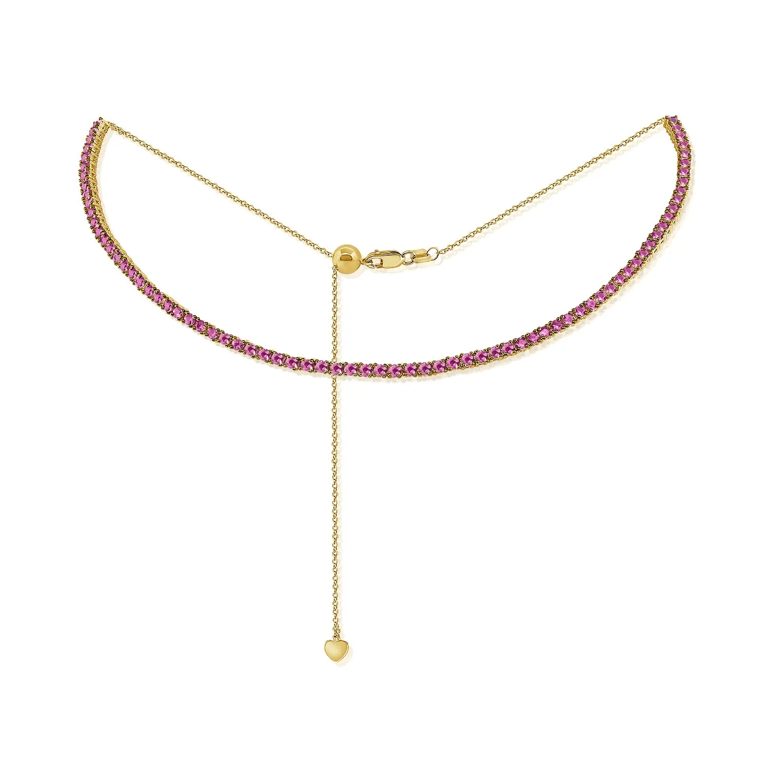 14k Gold & Pink Sapphire Choker Necklace - 3.90ct