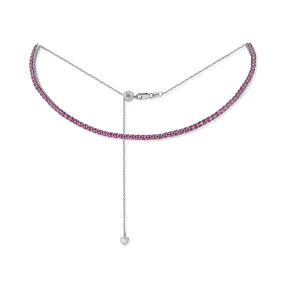 14k Gold & Pink Sapphire Choker Necklace - 3.90ct