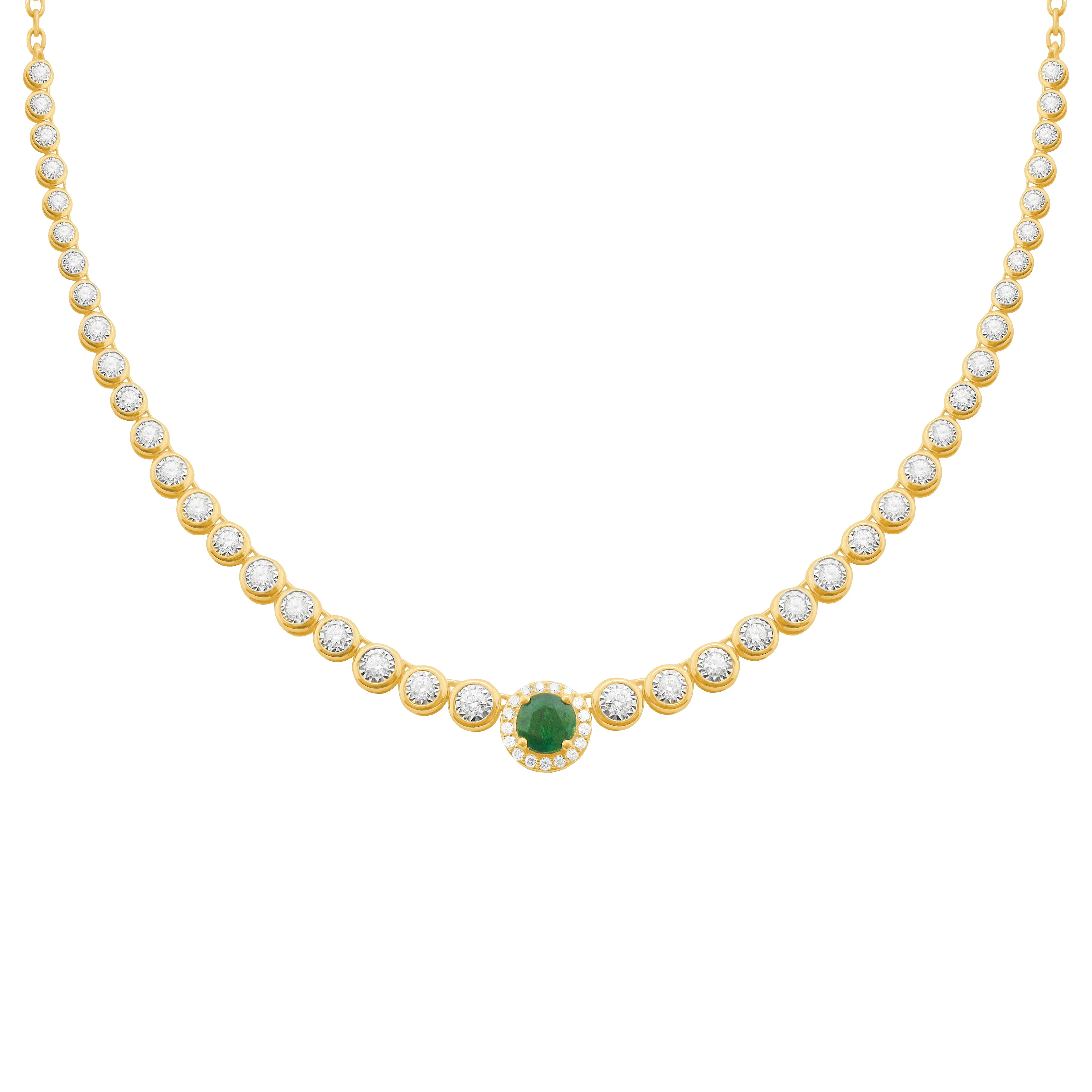 14K GOLD DIAMOND EMERALD STELLA NECKLACE