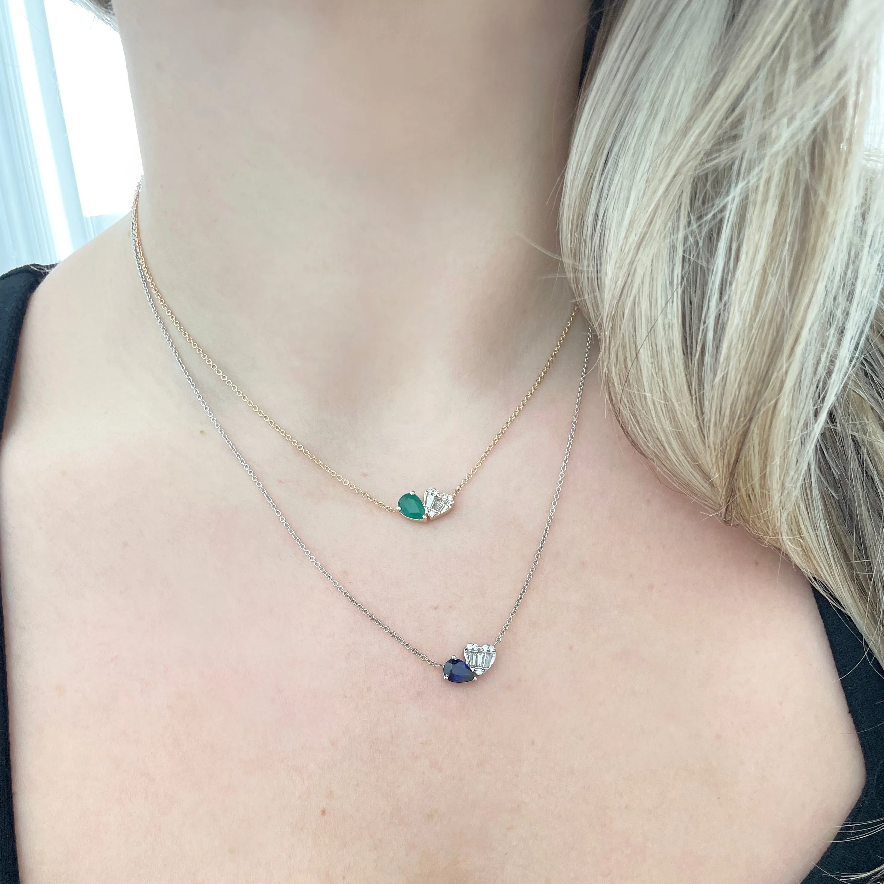14K GOLD DIAMOND SAPPHIRE MALLORY NECKLACE