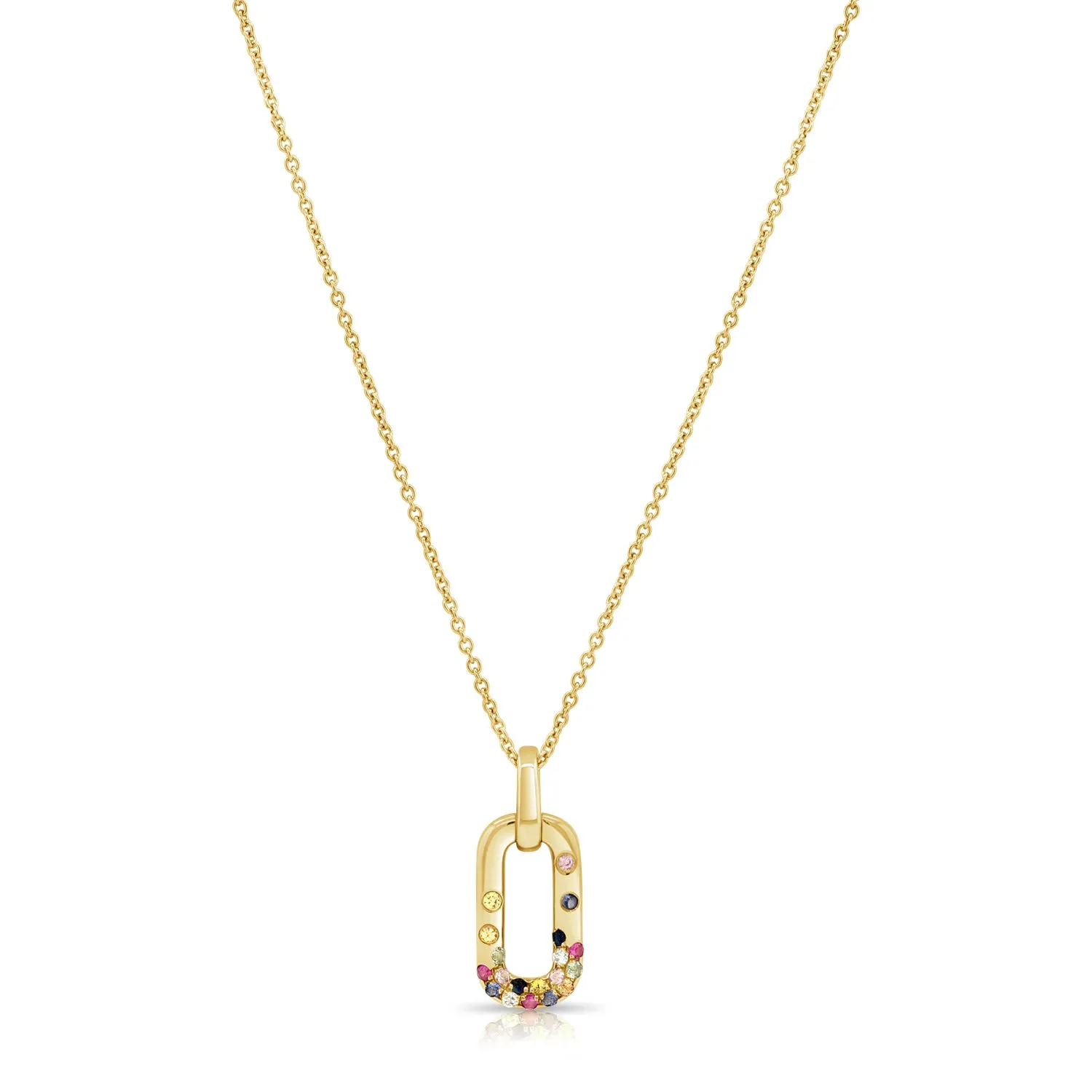 14K Gold Multi-Color Sapphire & Diamond Dangle Necklace