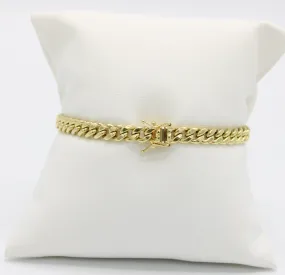 14K Semi-Solid Cuban Bracelet Yellow Gold // 6.7mm - 8.5 in //