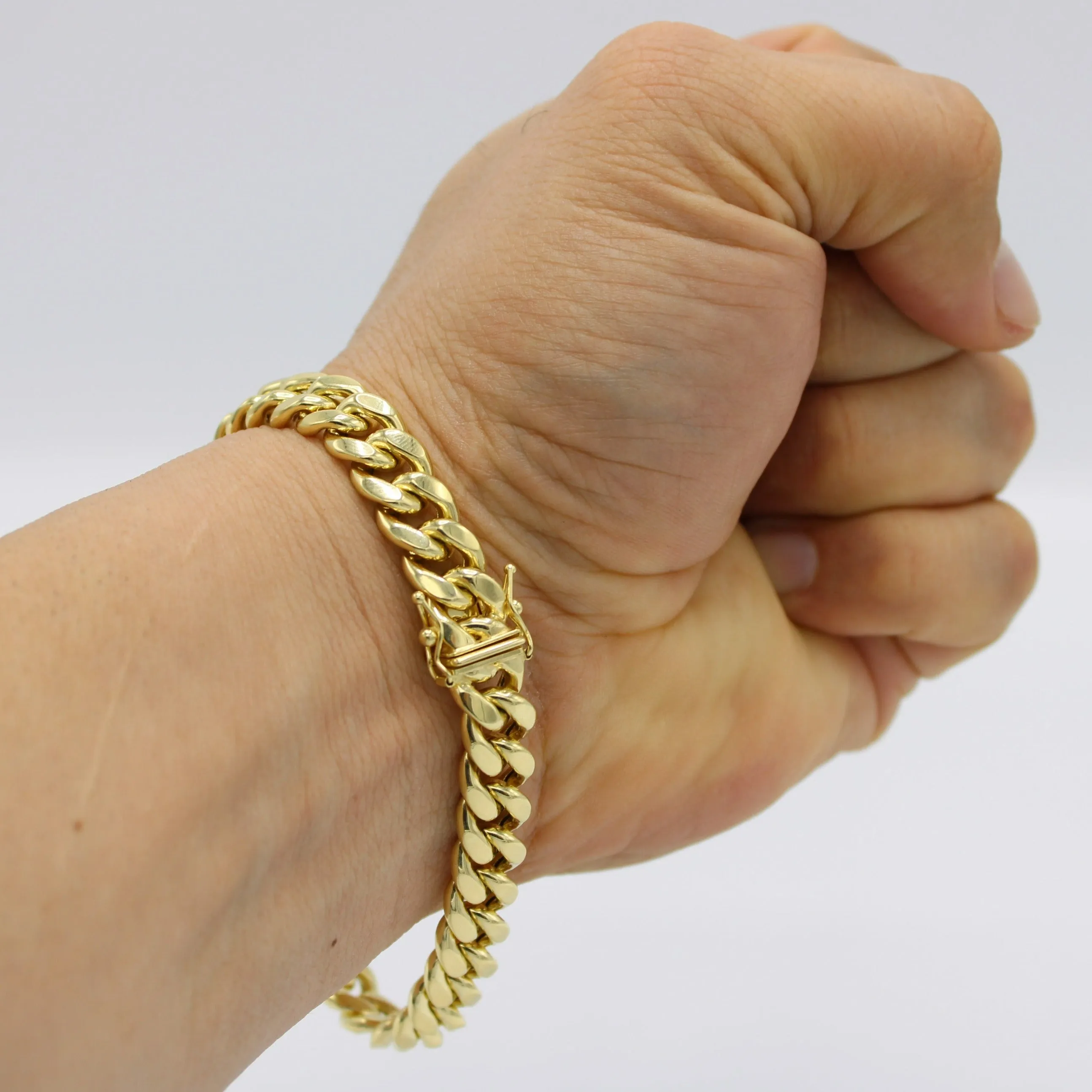 14K Semi-Solid Miami Cuban Bracelet  \\ 9.4 mm \\