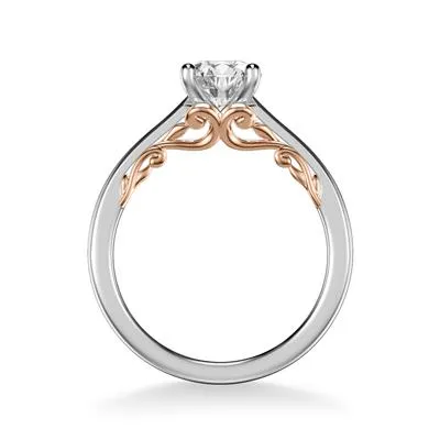 14K White and Yellow Gold Cubic Zirconia Center Engagement  Ring Mounting