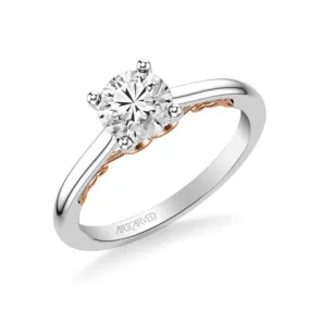 14K White and Yellow Gold Cubic Zirconia Center Engagement  Ring Mounting