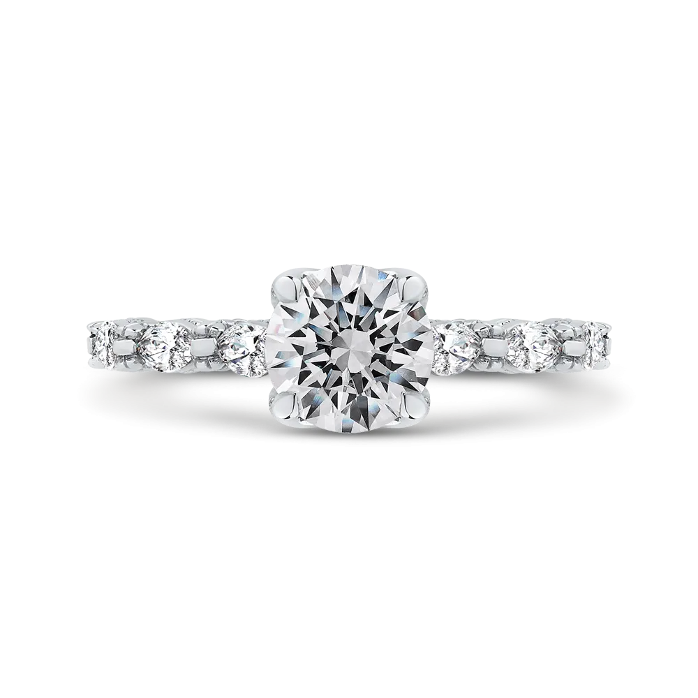 14K White Gold Round Cut Diamond Engagement Ring (Semi Mount)