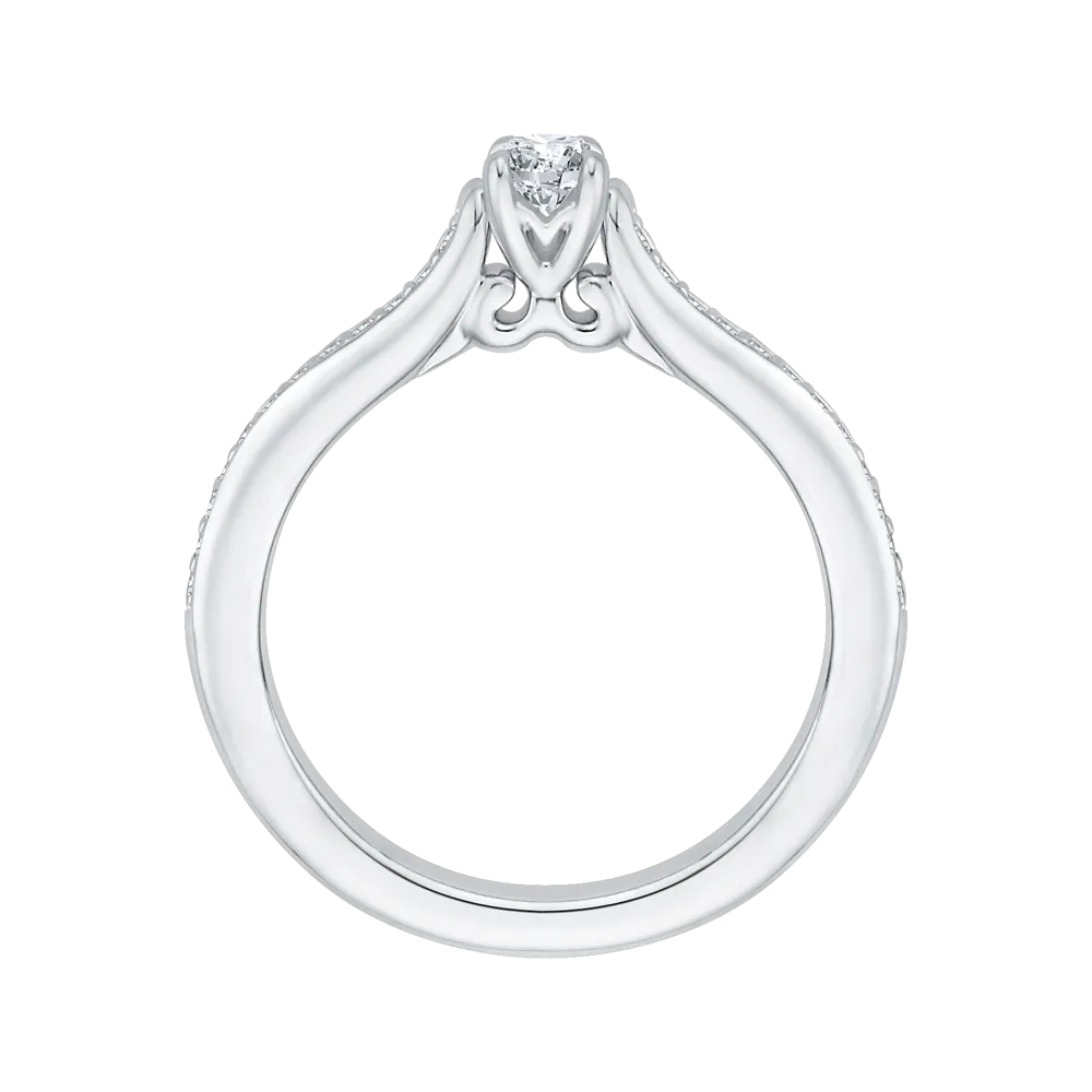 14K White Gold Round Cut Diamond Engagement Ring