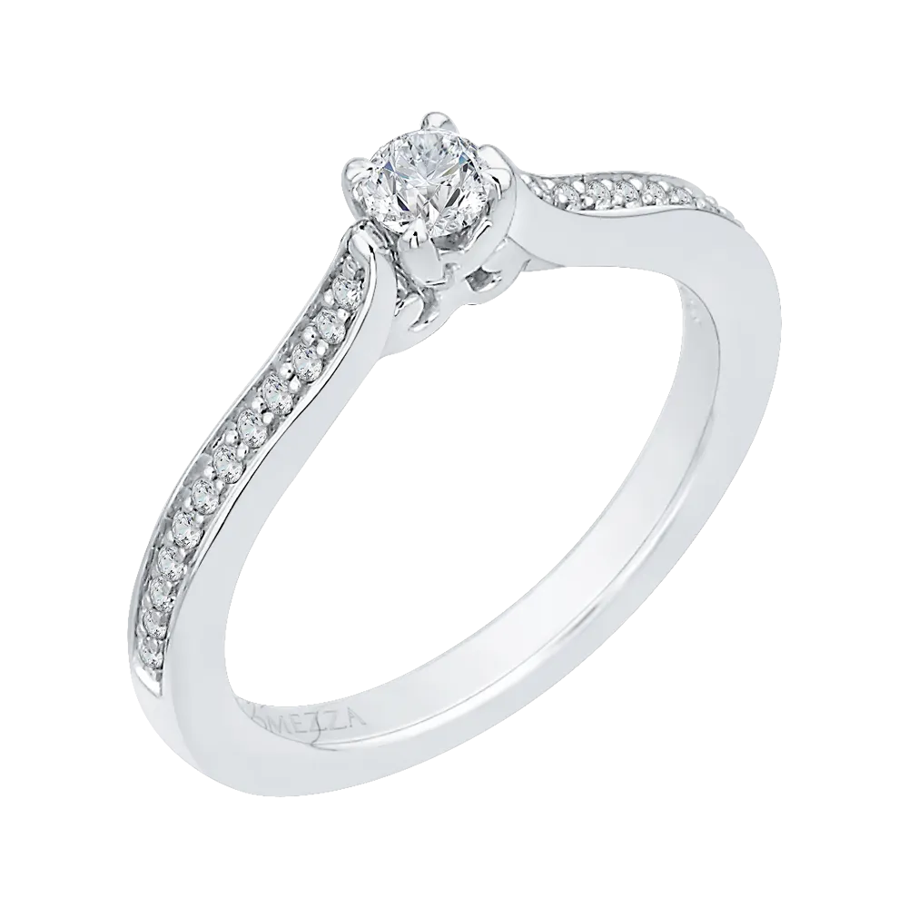 14K White Gold Round Cut Diamond Engagement Ring
