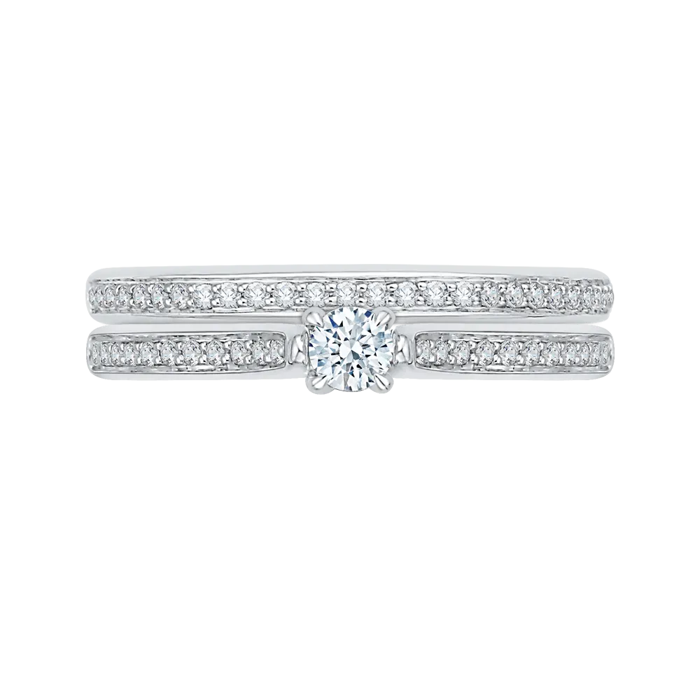 14K White Gold Round Cut Diamond Engagement Ring