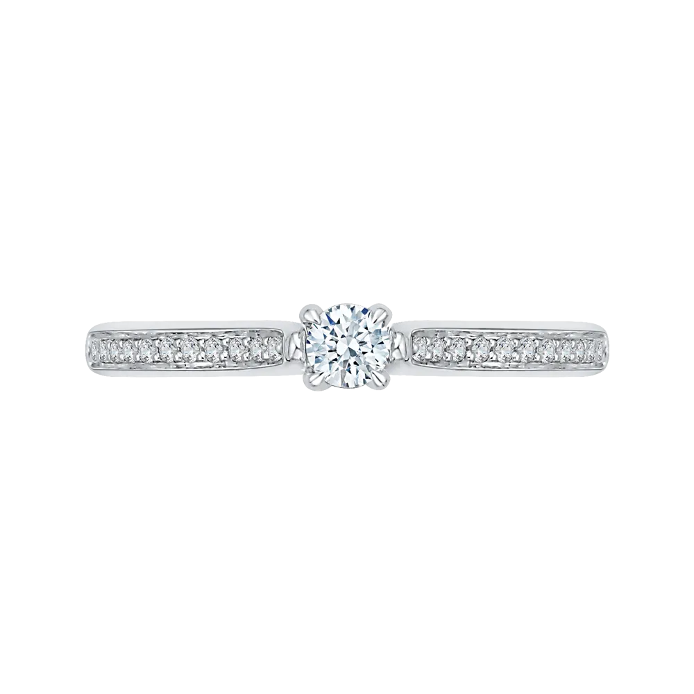 14K White Gold Round Cut Diamond Engagement Ring