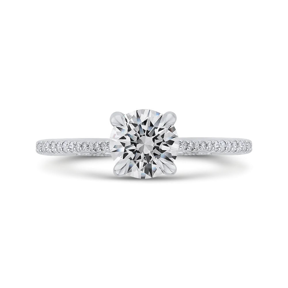 14K White Gold Round Diamond Engagement Ring (Semi Mount)