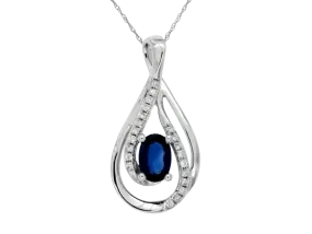 14K White Gold SAPPHIRE & DIAMOND PENDANT (99603)