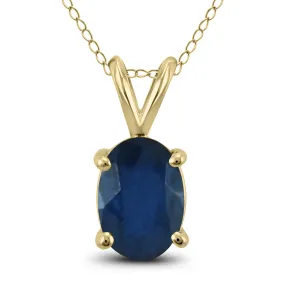14K Yellow Gold 5X3Mm Oval Sapphire Pendant