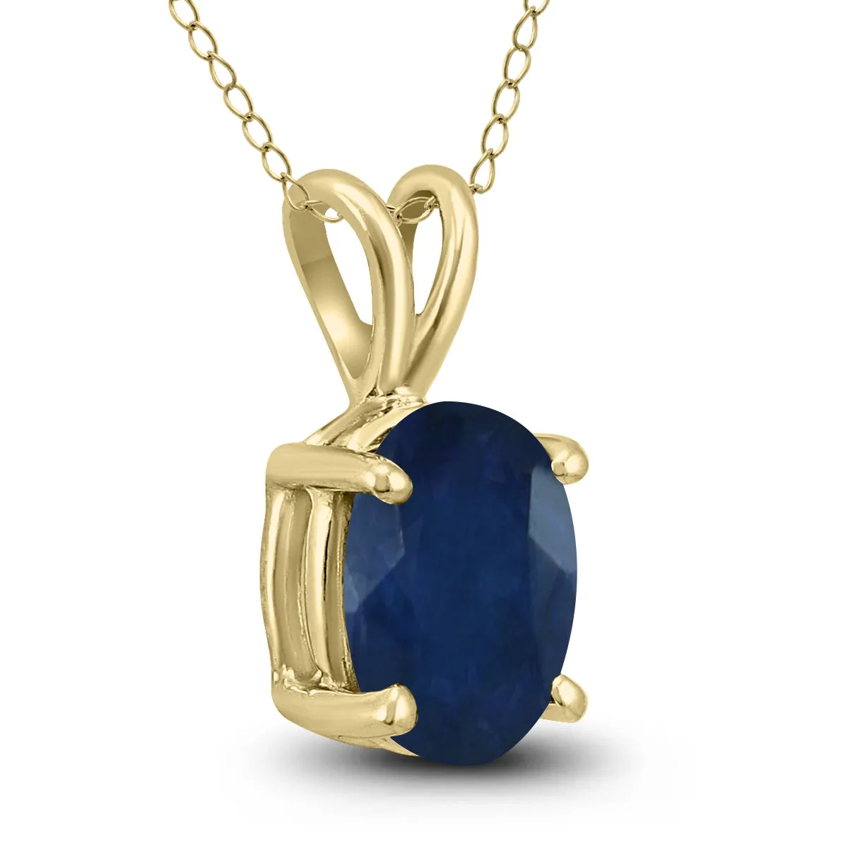 14K Yellow Gold 5X3Mm Oval Sapphire Pendant