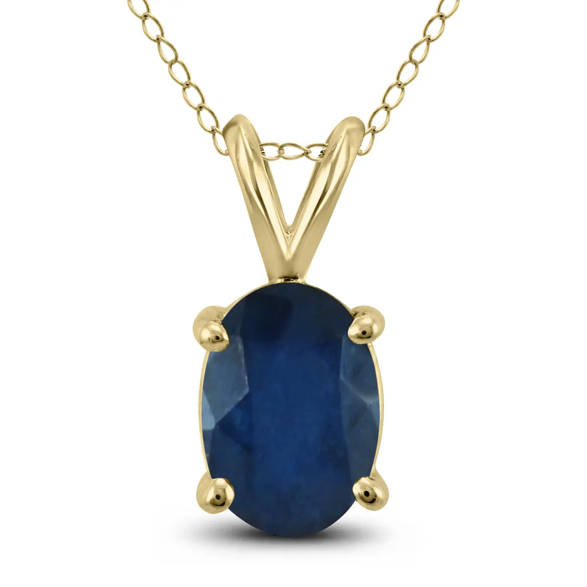 14K Yellow Gold 5X3Mm Oval Sapphire Pendant