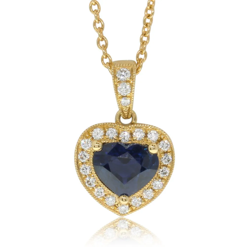 18ct Yellow Gold Sapphire & Diamond Pendant