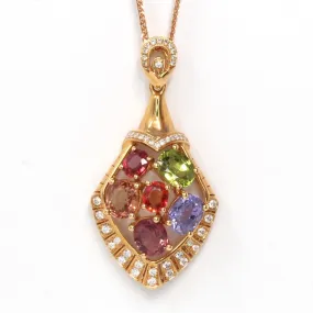 18k Rose Gold Sapphire & Diamond Pendant Necklace