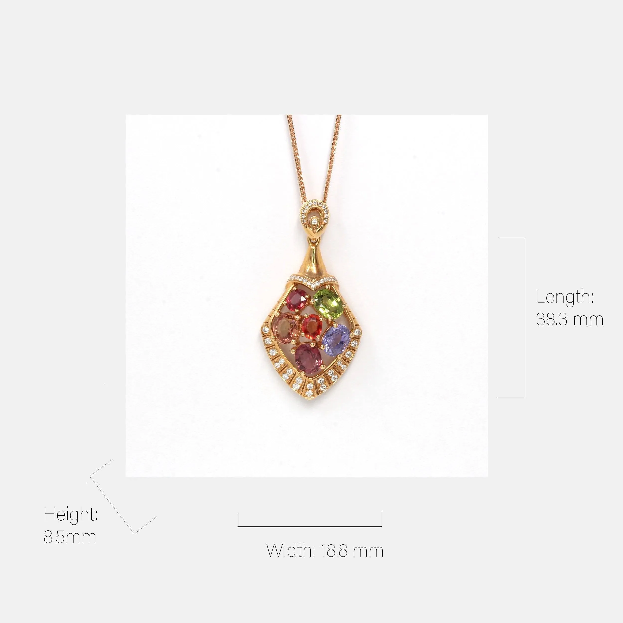 18k Rose Gold Sapphire & Diamond Pendant Necklace