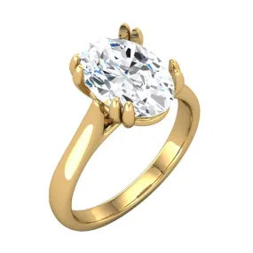 18k Yellow Gold Oval Lab Diamond 4 Split-prong Solitaire Engagement Ring