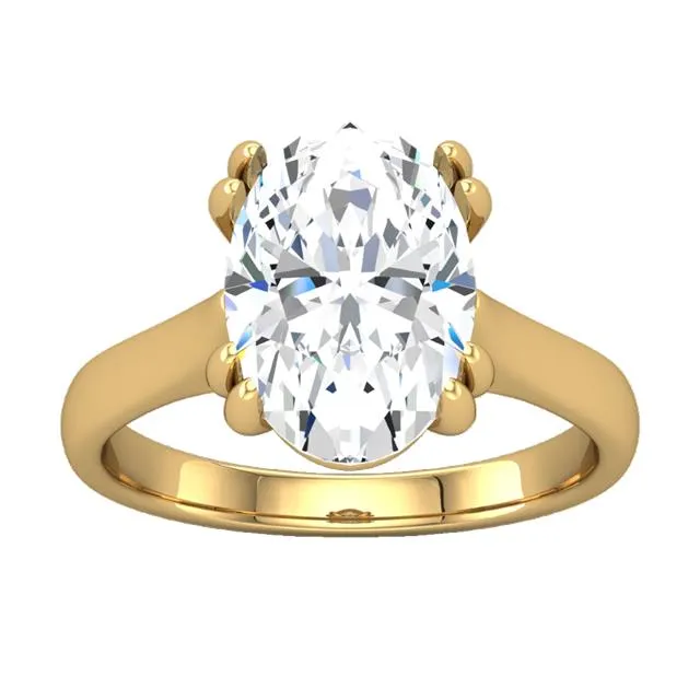 18k Yellow Gold Oval Lab Diamond 4 Split-prong Solitaire Engagement Ring