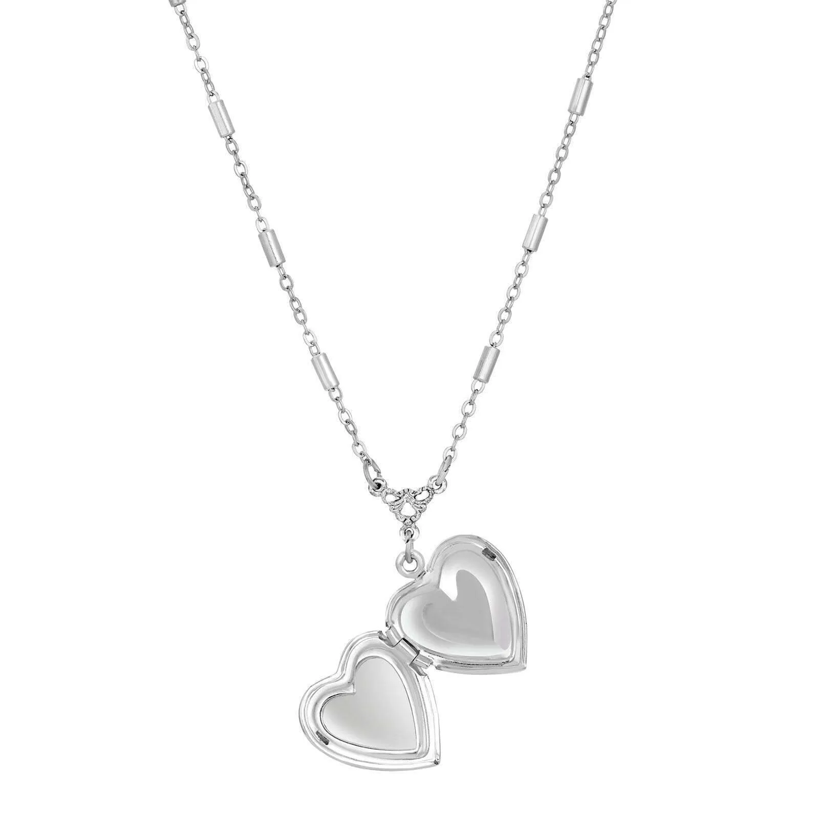 1928 Jewelry Sapphire Blue Horse Heart Locket Necklace 16"   3" Extender