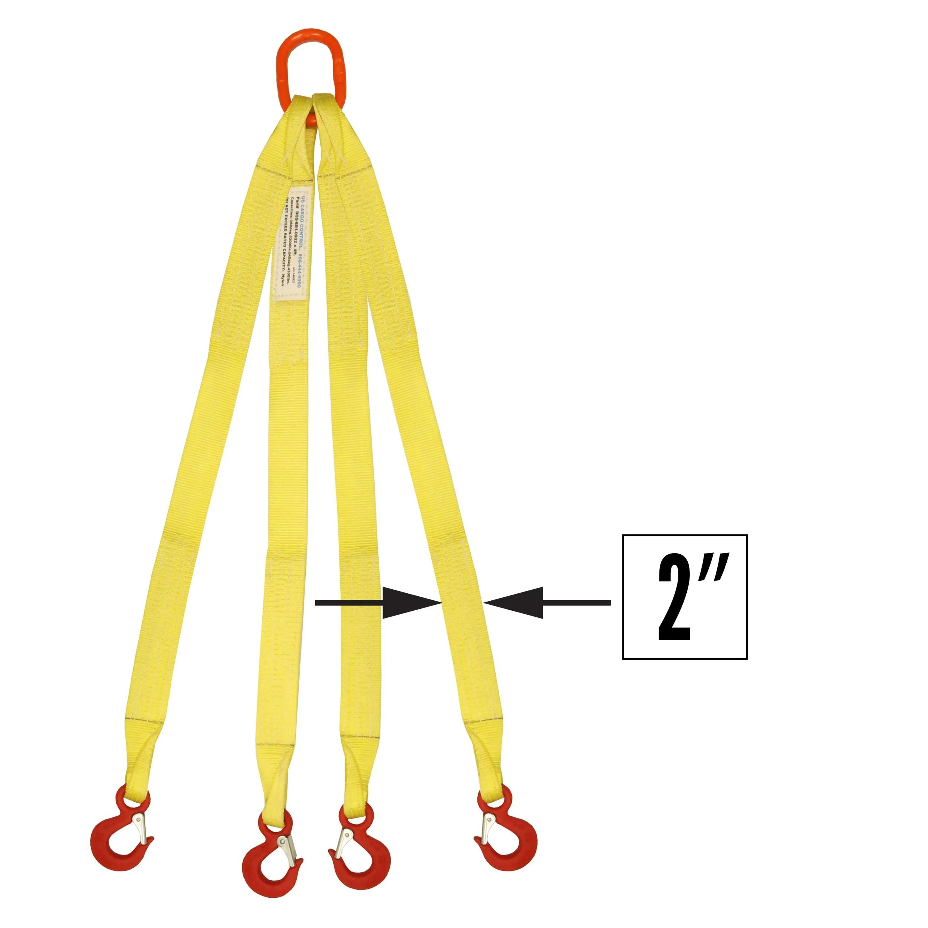 2"x18' (1 ply) Quad Leg Nylon Sling w/ Master Link & Sling Hook