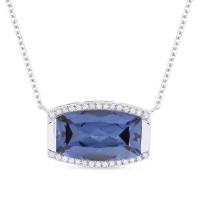 3.47ct Created Sapphire Necklace in 14K White Gold