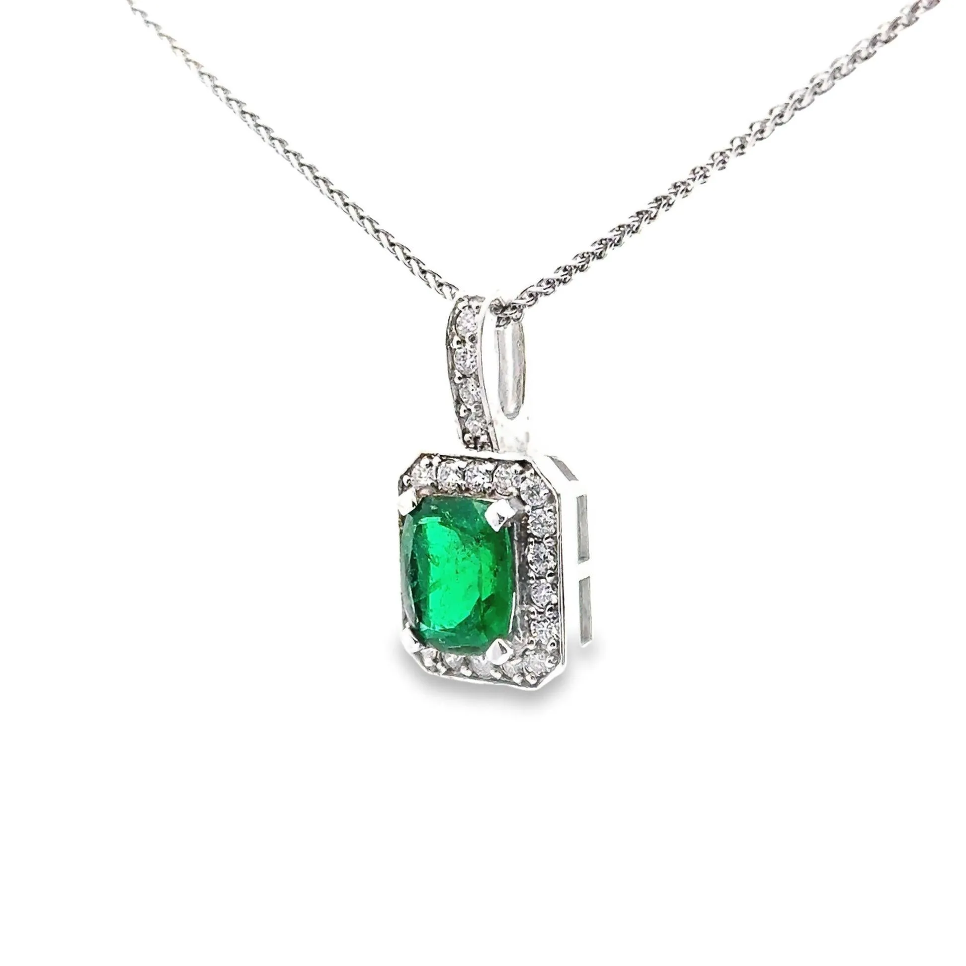 4.83 Carat Emerald 18k White Gold Pendant Necklace