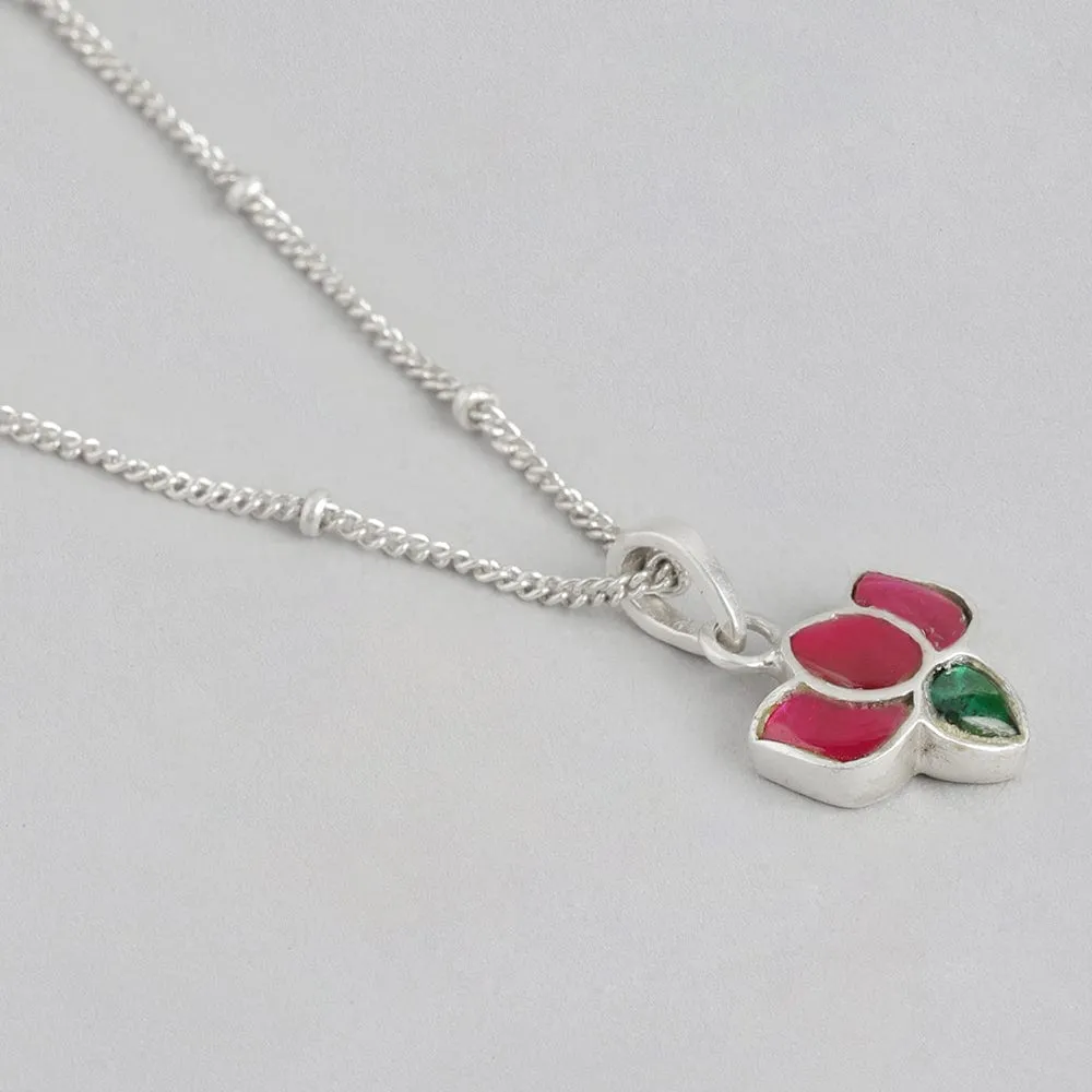 92.5 Silver Kundan Lotus Necklace