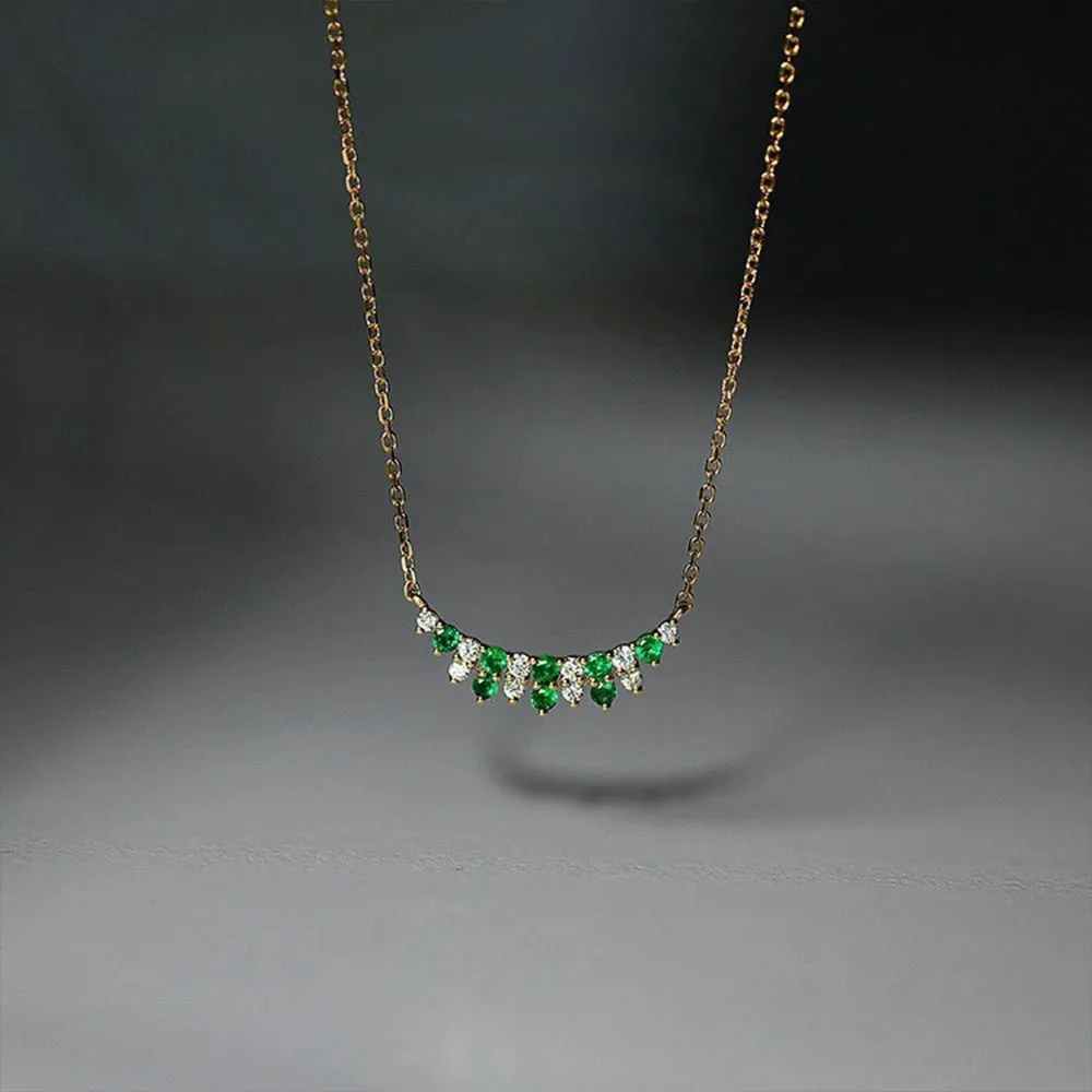 925 Sterling Silver Necklace Charm Jewelry - Emerald Zircon Pendant - Xm411