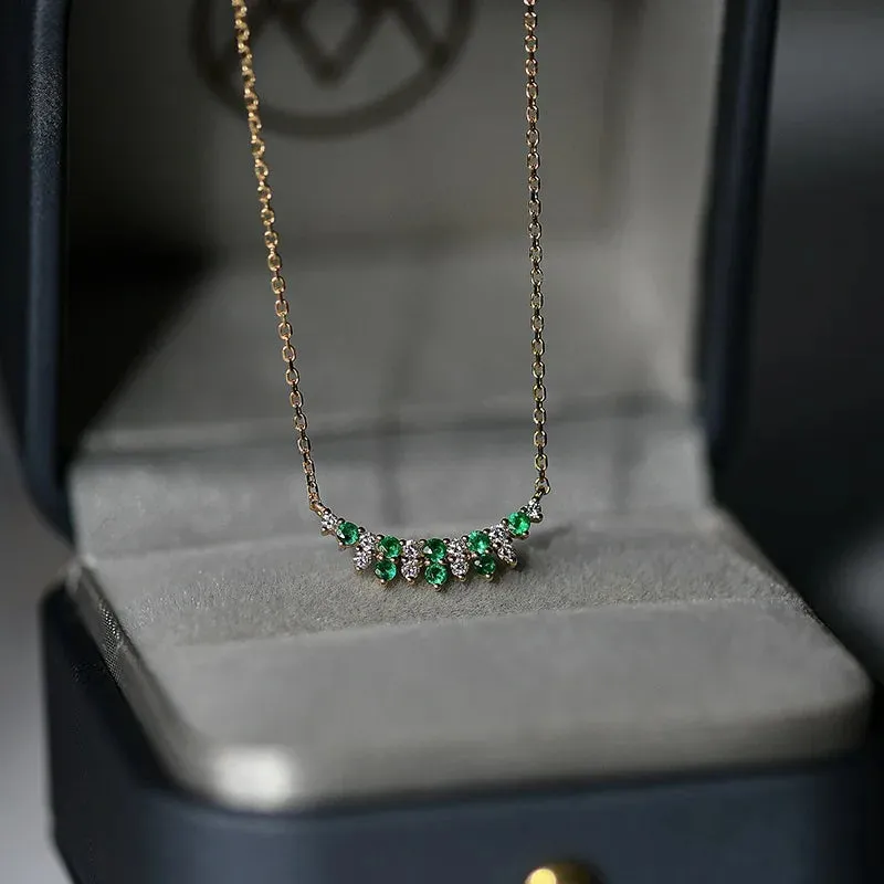 925 Sterling Silver Necklace Charm Jewelry - Emerald Zircon Pendant - Xm411